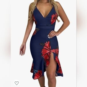 Blue Flower Sexy Dress NWOT